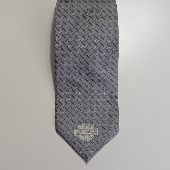RM Style Harley Davidson Motorcycles‎ Men's Silver Silk Tie - Picture 5 of 9